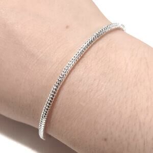 S925 Sterling Silver Rope Style Bracelet Christmas Birthday Valentines Gift New!